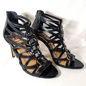 Daisy Fuentes Farrah Style Caged Gladiator 3" Heel Black Size 7.5 New W/O Tags